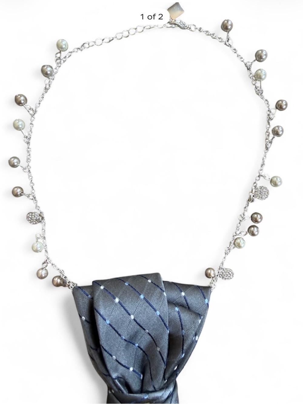 Coach Upcycled Necktie Necklace Geoffrey Beene Vintage Brooch OOAK Hidden Pocket - Picture 8 of 8